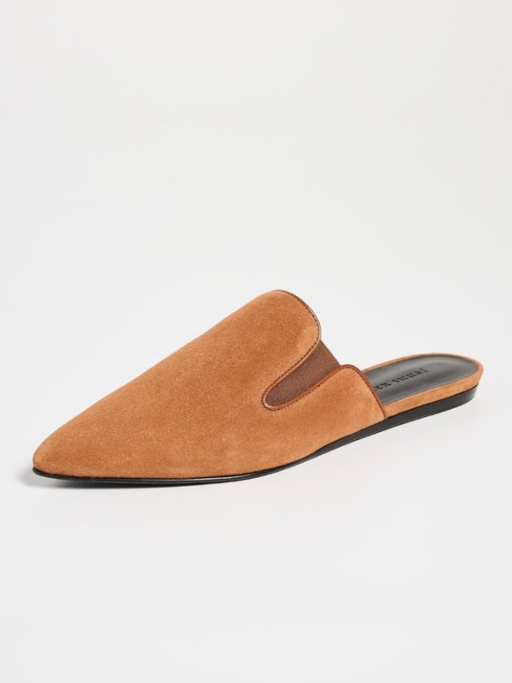 Jenni Kayne Saddle Suede Pointed Toe Mules Italian 37 US 7 Quiet Luxury